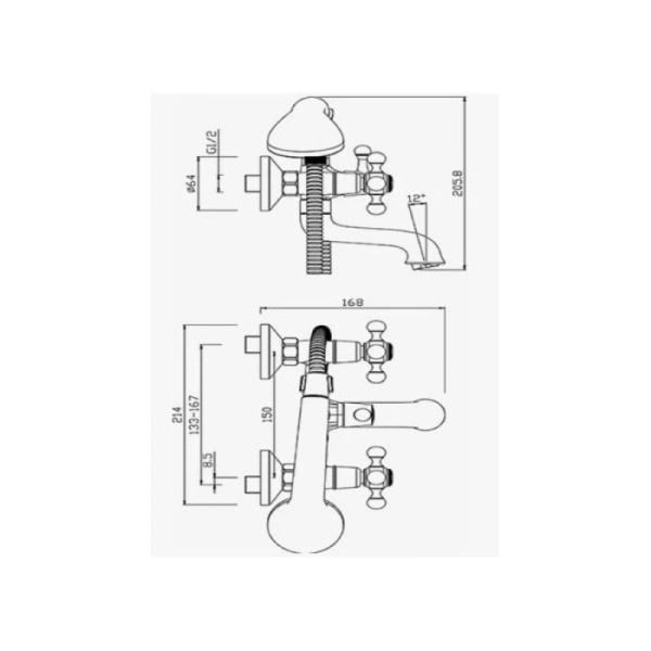 Смеситель для ванны D-Lin D130825, хром. Фото 2