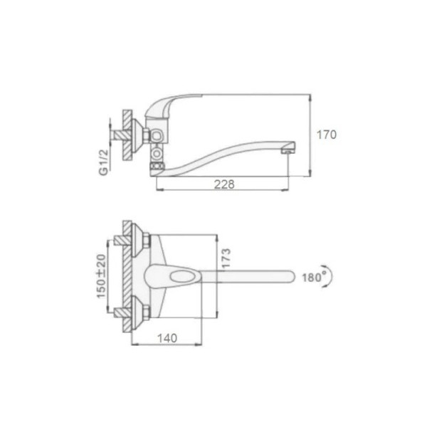 Смеситель для ванны D-Lin D140301, хром. Фото 2