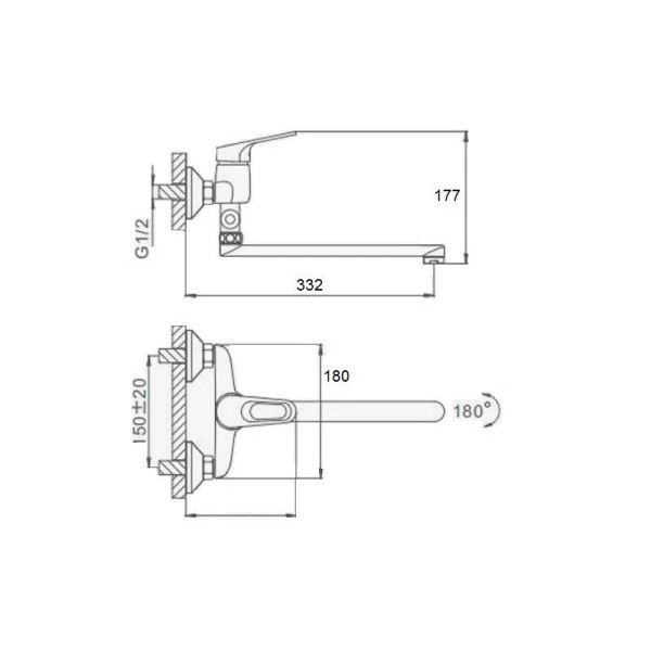 Смеситель для ванны D-Lin D140302-2, хром. Фото 2