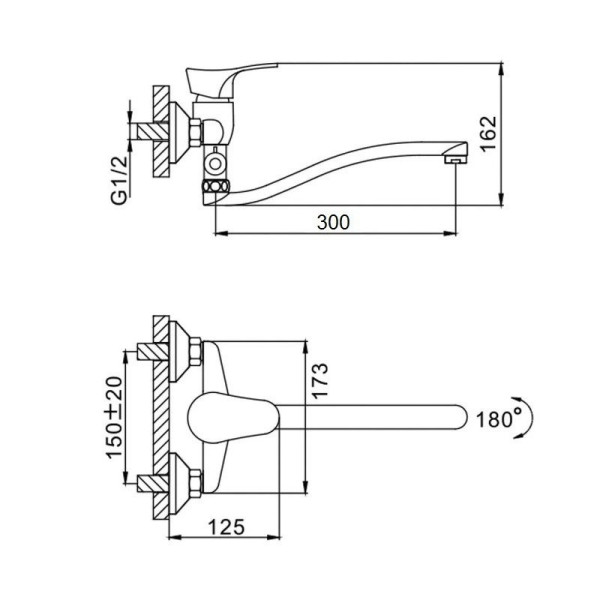 Смеситель для ванны D-Lin D140305, хром. Фото 2