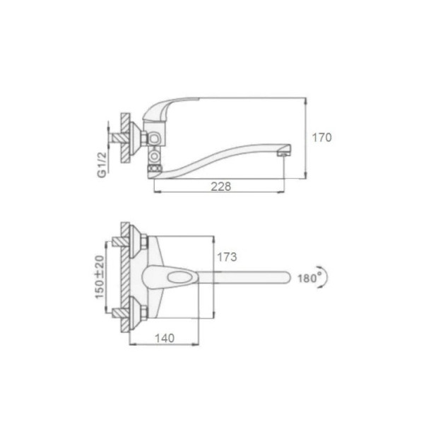 Смеситель для ванны D-Lin D140352, хром. Фото 2