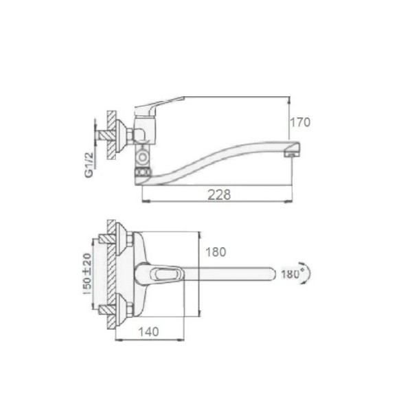 Смеситель для ванны D-Lin D140359, хром. Фото 2