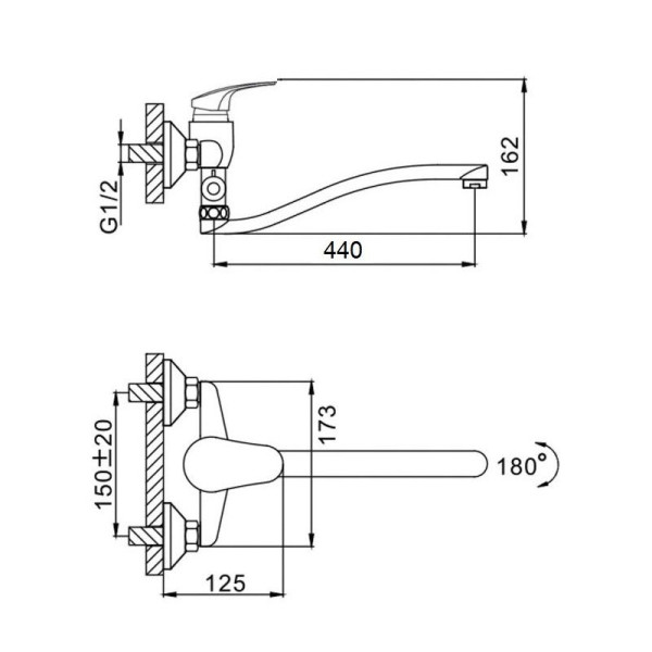 Смеситель для ванны D-Lin D140404-6, хром. Фото 2