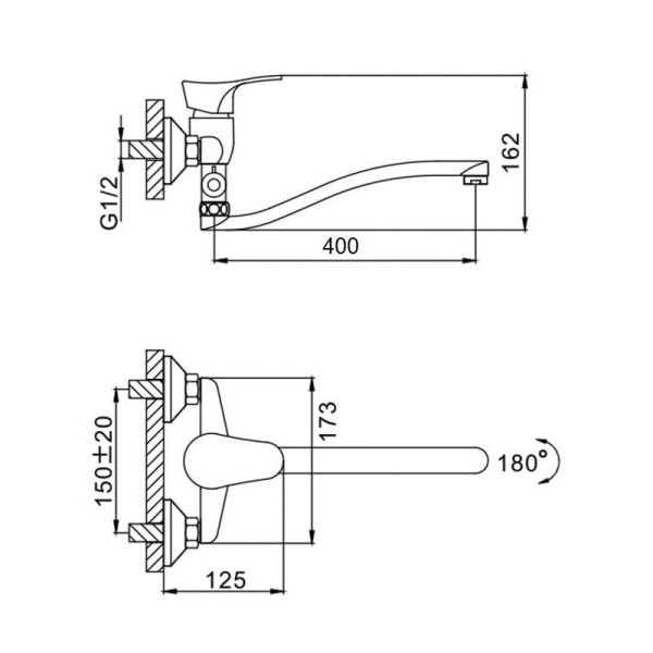 Смеситель для ванны D-Lin D140405-6, хром. Фото 2