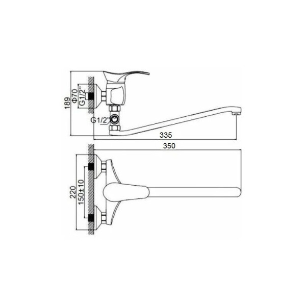 Смеситель для ванны D-Lin D140405, хром. Фото 2