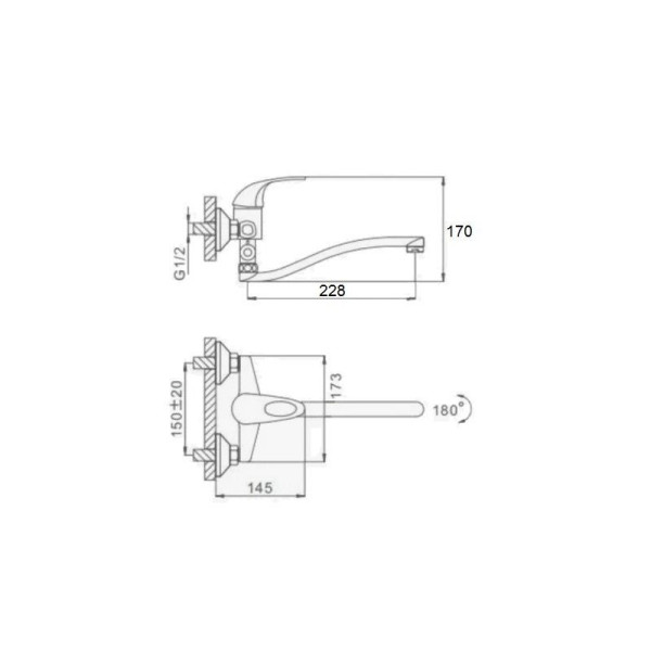Смеситель для ванны D-Lin D140410, хром. Фото 2