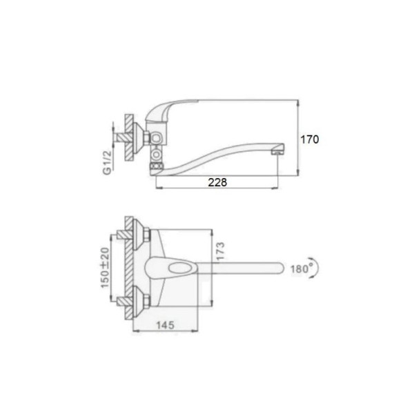 Смеситель для ванны D-Lin D140411, хром. Фото 2