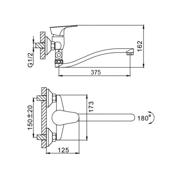 Смеситель для ванны D-Lin D140422-6, хром. Фото 2