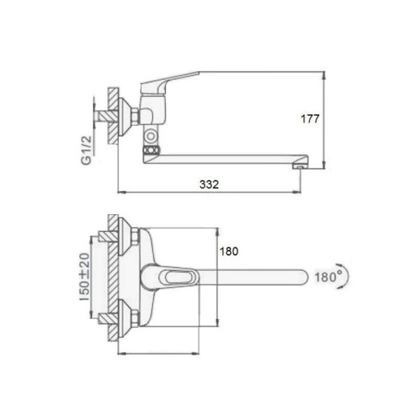 Смеситель для ванны D-Lin D140422, хром. Фото 2