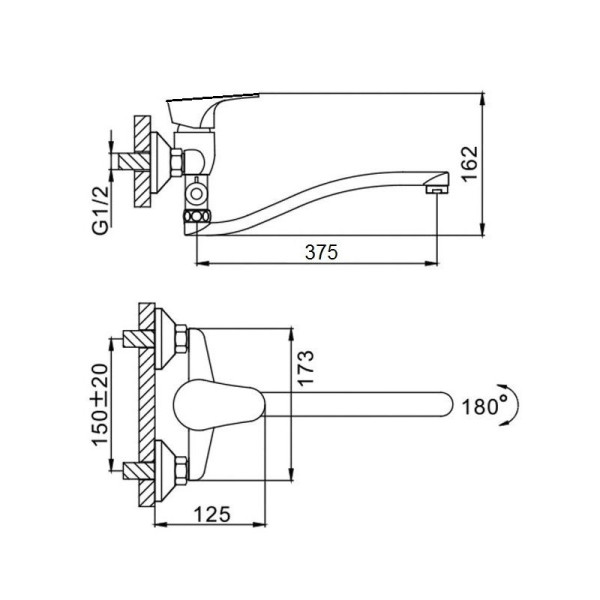 Смеситель для ванны D-Lin D140428-6, хром. Фото 2