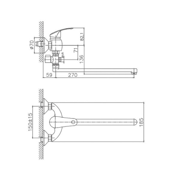 Смеситель для ванны D-Lin D140428, хром. Фото 2