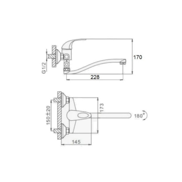 Смеситель для ванны D-Lin D140430, хром. Фото 2