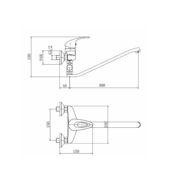 Смеситель для ванны D-Lin D140602, хром. Фото 2