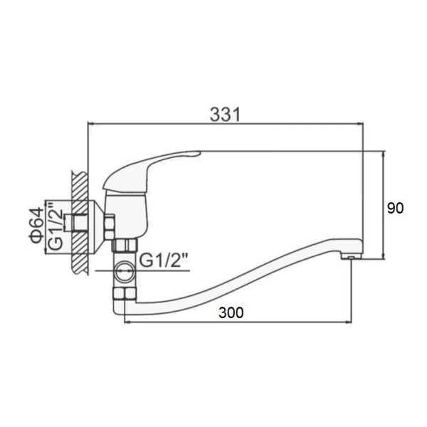 Смеситель для ванны D-Lin D140628, хром. Фото 2