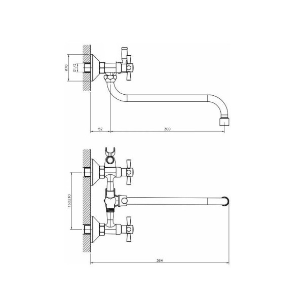 Смеситель для ванны D-Lin D143807, хром. Фото 2