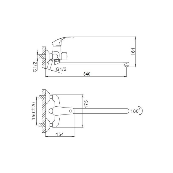 Смеситель для ванны D-Lin D146301, хром. Фото 2