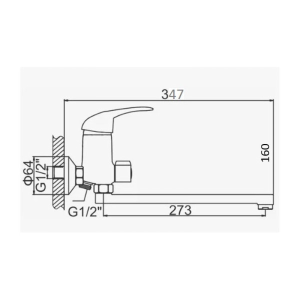 Смеситель для ванны D-Lin D146302-2, хром. Фото 2