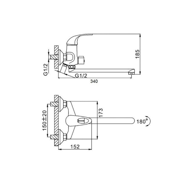 Смеситель для ванны D-Lin D146351, хром. Фото 2