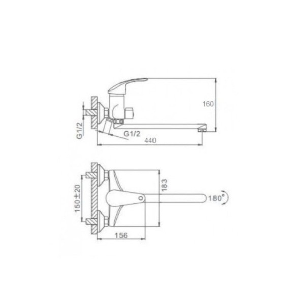 Смеситель для ванны D-Lin D146401, хром. Фото 2