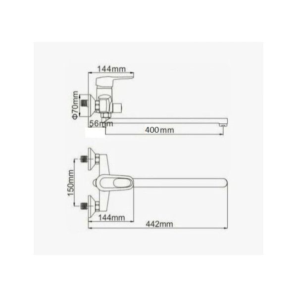Смеситель для ванны D-Lin D146404-2, хром. Фото 2