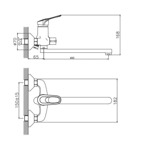 Смеситель для ванны D-Lin D146404, хром. Фото 2