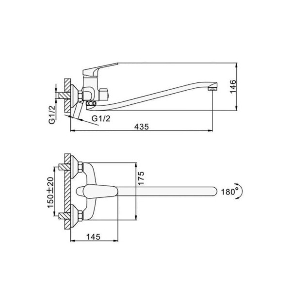 Смеситель для ванны D-Lin D146422-2, хром. Фото 2
