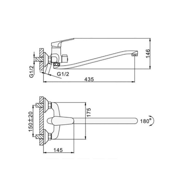 Смеситель для ванны D-Lin D146422, хром. Фото 2