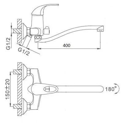 Смеситель для ванны D-Lin D146492-2. Фото 2