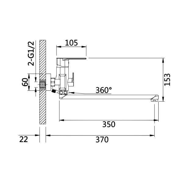 Смеситель для ванны D-Lin D147363-A, черный. Фото 2