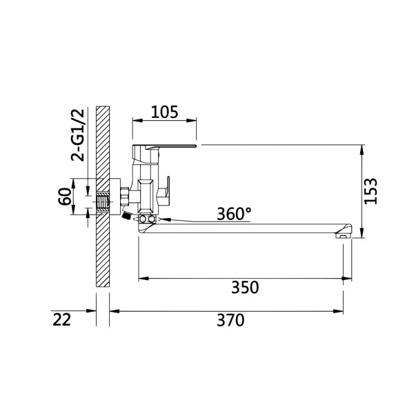 Смеситель для ванны D-Lin D147363-C, белый/хром. Фото 2