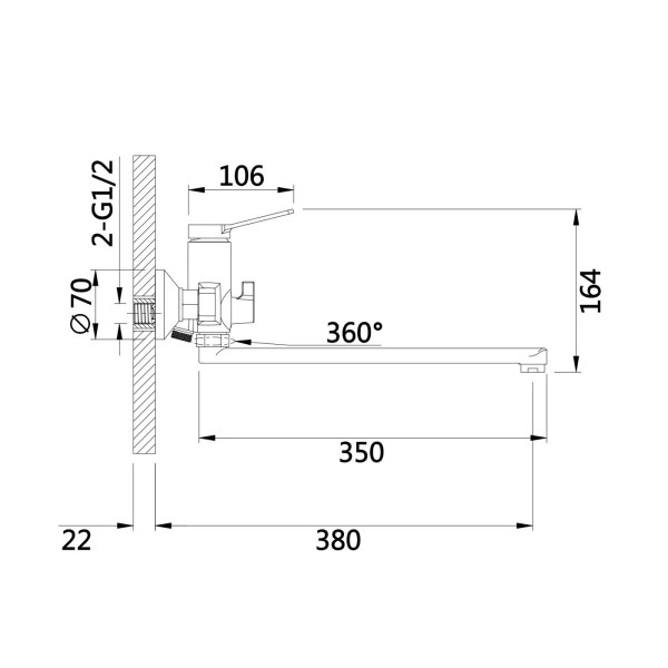 Смеситель для ванны D-Lin D147364-A, черный. Фото 2