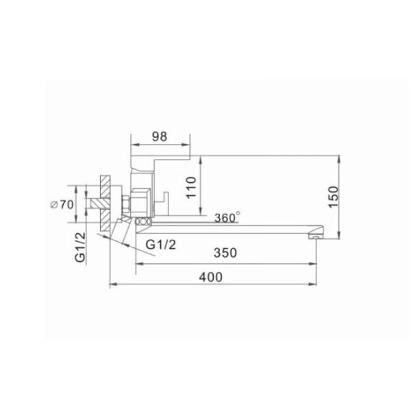 Смеситель для ванны D-Lin D147366-A, черный. Фото 2