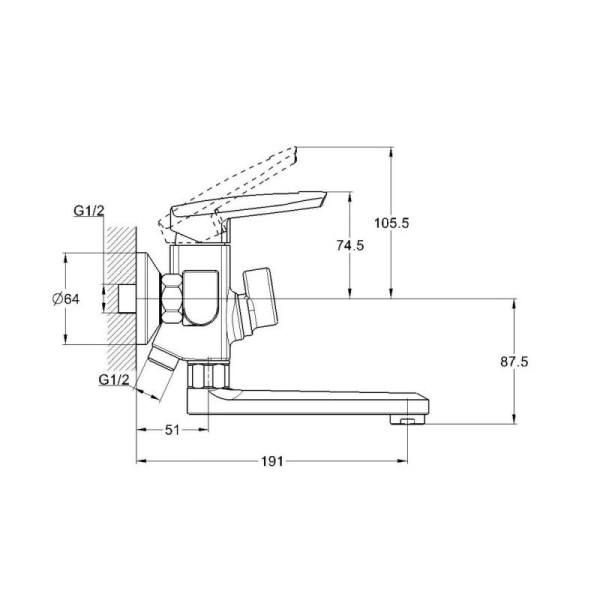 Смеситель для ванны D-Lin D147368-1, хром. Фото 2