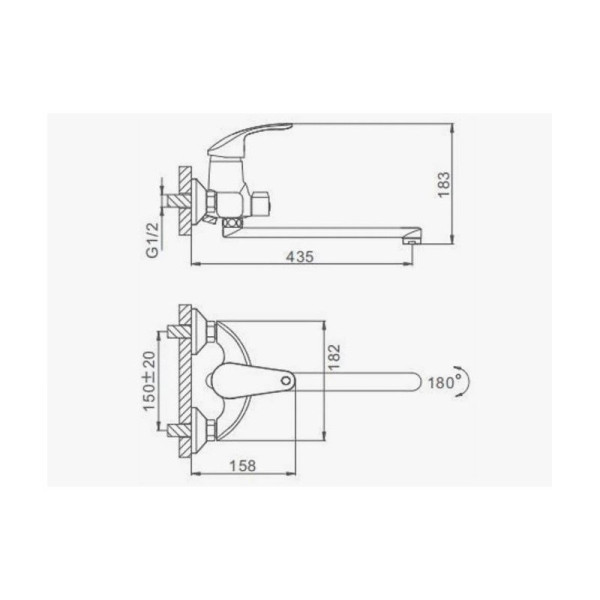 Смеситель для ванны D-Lin D147401-2, хром. Фото 2
