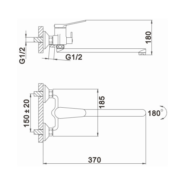 Смеситель для ванны D-Lin D147418, хром. Фото 2