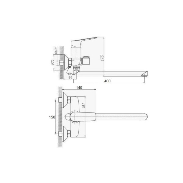 Смеситель для ванны D-Lin D147460, хром. Фото 2