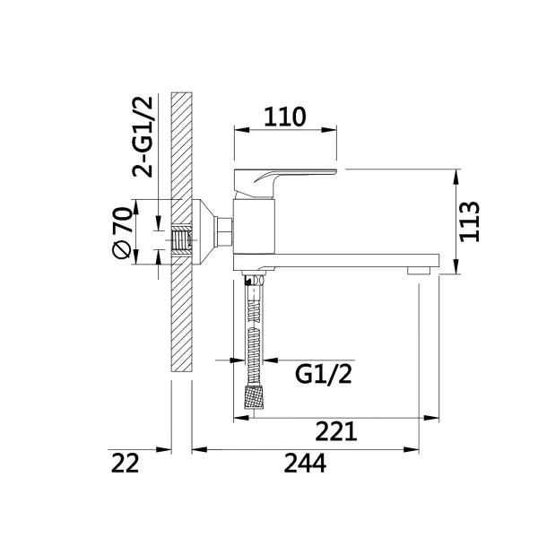 Смеситель для ванны D-Lin D181377, хром. Фото 2