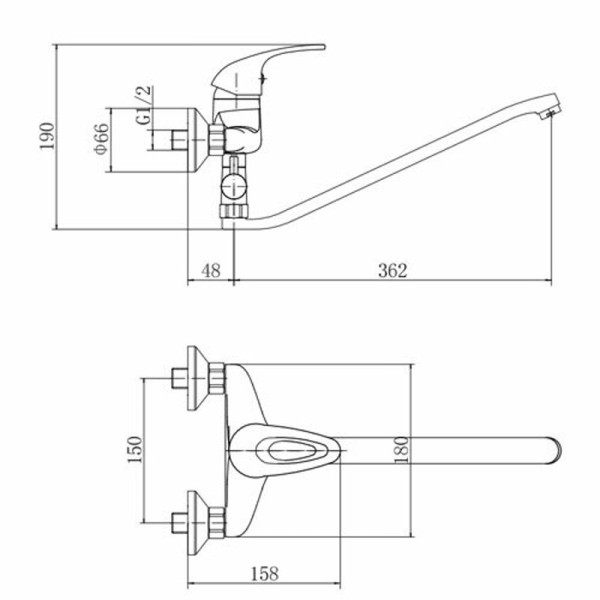 Смеситель для ванны FASHUN A2103, хром. Фото 2