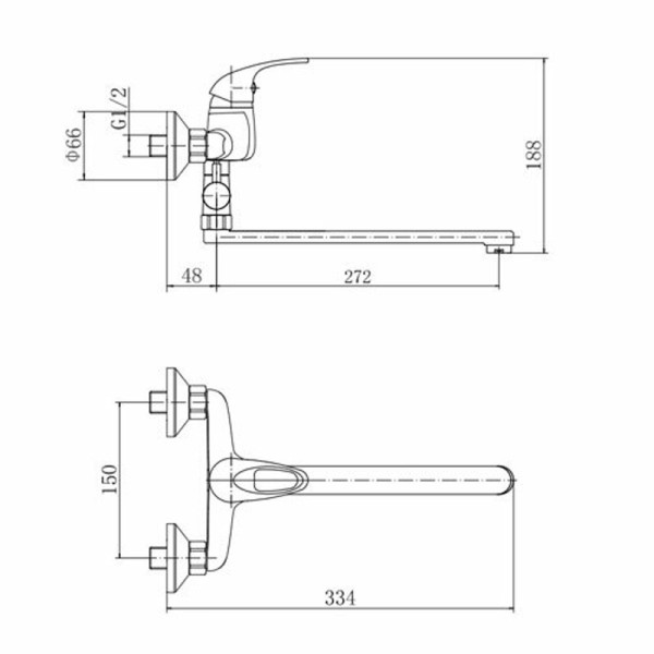 Смеситель для ванны FASHUN A2115, хром. Фото 2