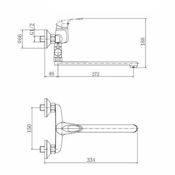 Смеситель для ванны FASHUN A2150RED, хром/красный. Фото 2
