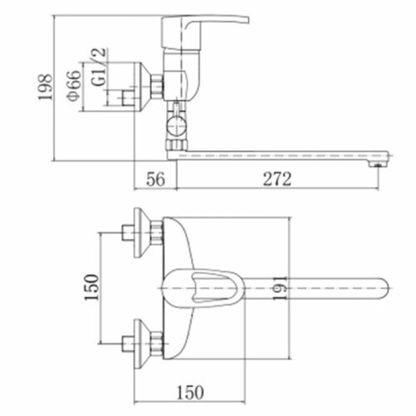 Смеситель для ванны FASHUN A2165, хром. Фото 2