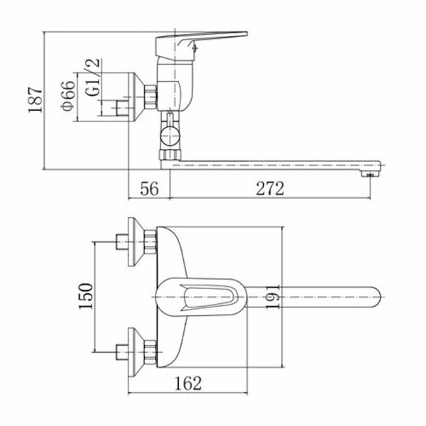 Смеситель для ванны FASHUN A2168, хром. Фото 2