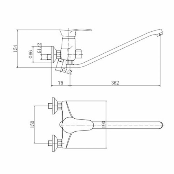 Смеситель для ванны FASHUN A2201, хром. Фото 2