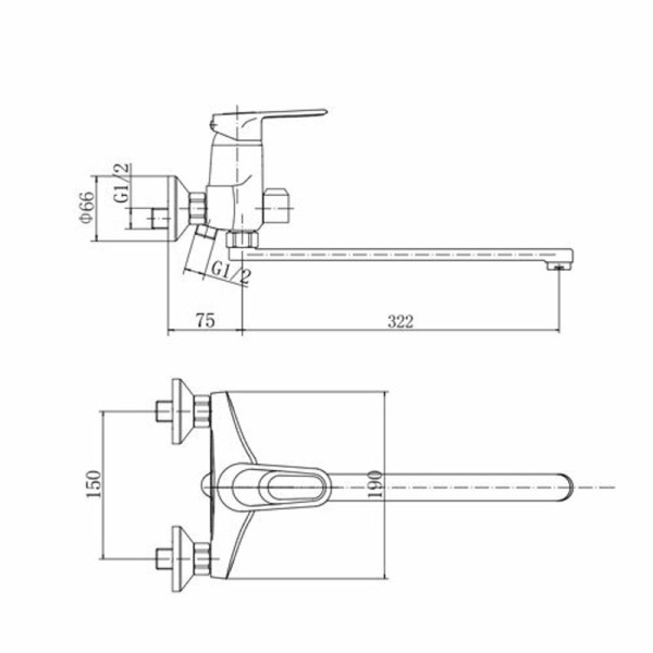 Смеситель для ванны FASHUN A2204, хром. Фото 2