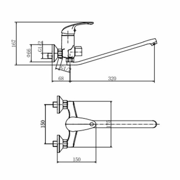 Смеситель для ванны FASHUN A2205, хром. Фото 2