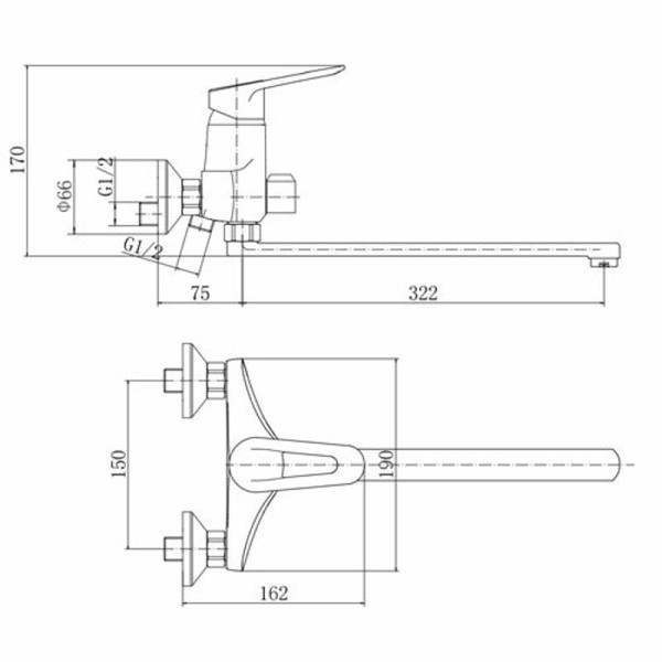 Смеситель для ванны FASHUN A2207, хром. Фото 2