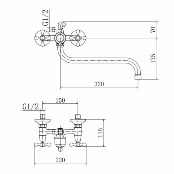 Смеситель для ванны FASHUN A2208, хром. Фото 2