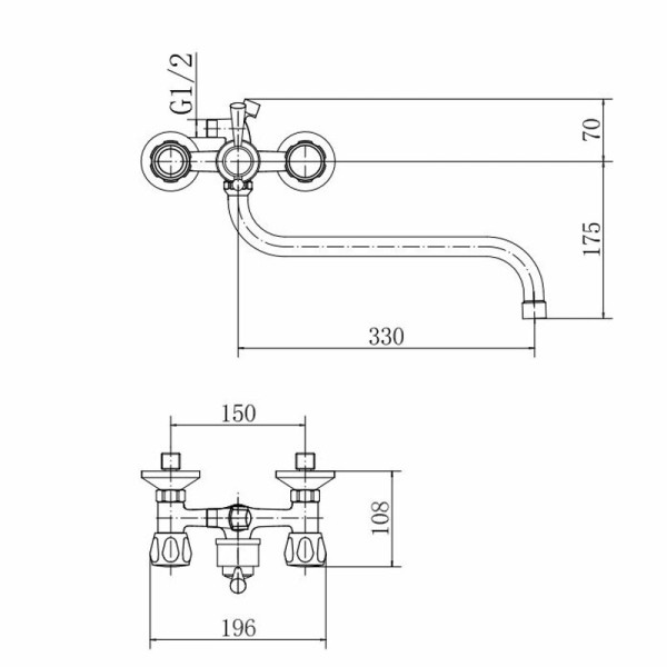Смеситель для ванны FASHUN A2209, хром. Фото 2