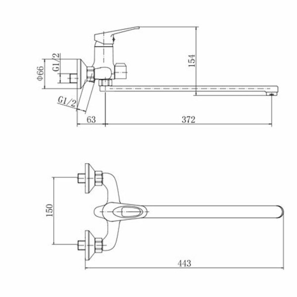 Смеситель для ванны FASHUN A2213, хром. Фото 2