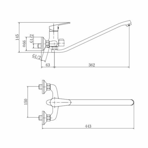 Смеситель для ванны FASHUN A2215, хром. Фото 2